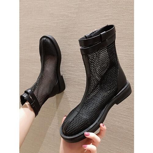 Womens shoes boots 2020 autumn new fashion mesh breathable boots