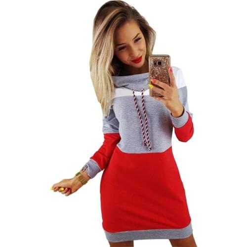 Women Winter Turtleneck Long Sleeve Hooded Plus Size 2021 Autumn Striped Colorful Hoodie Dress Sweatshirt Dress
