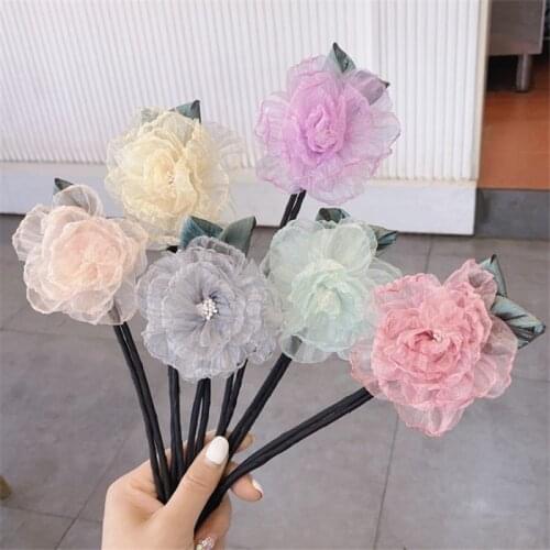 Women Flower Elastics Hair Holders Rubber Bands Girls Kawaii Cute Tie Gum Fabric Hot Sale Head Wear Accessories