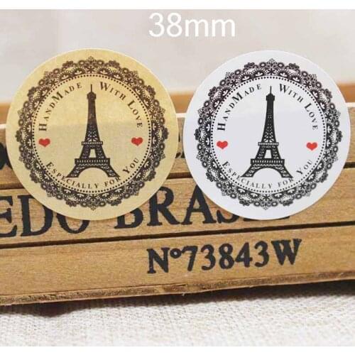 1000pcs multi style gift thank you seal labels DIY handmade Eiffel tower printed handmade package labels