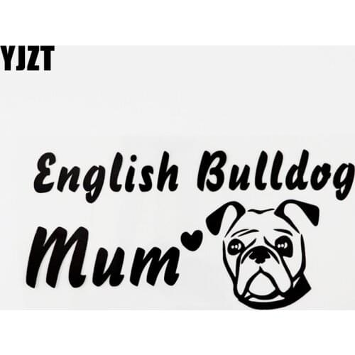 19CM*9CM Fun English Bulldog Mum Vinyl Animal Car Sticker Decal Black/Silver 8C-0733