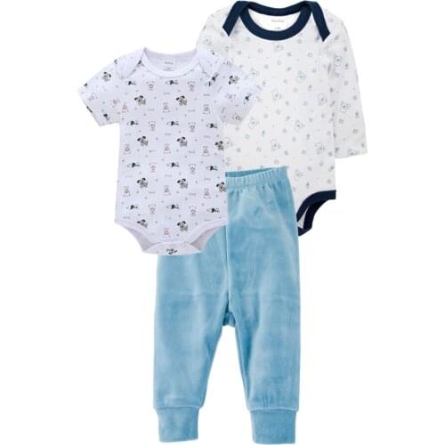 Honeyzone Newborn Baby Clothes For Girl Boy Cotton Knitted Kids Pants Ropa de bebe Full/Short Sleeve Baby Bodysuits 3PCS/SET