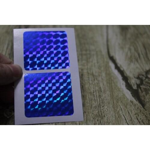 4cm Blue Hologram square stickers