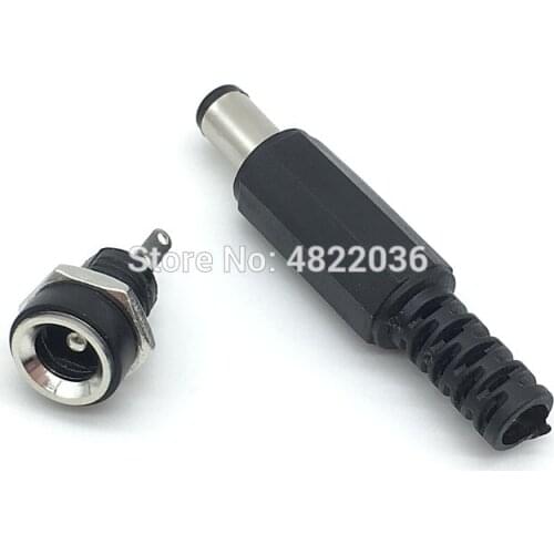 10pcs 5Pair DC Power Connector 2.1x5.5mm 5.5X2.5mm Female Plug Jack + Male Plug Jack Socket Adapter DC-022B
