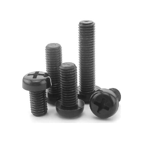 50PCS M3x10mm Black Nylon Pan Head Screws