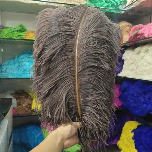 Hot 50 pcs High Quantity Coffee 24-26inch/60-65cm "thick Stem" Male Ostrich Feathers DIY Jewelry Craft Making Decoration