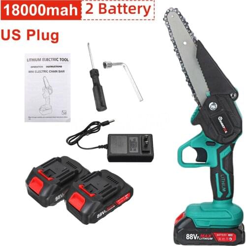 6Inch Electric Cordless Chain Saw Wood Cutter One-Hand Saw Woodworking 1PC/2PCS Battery Mini Chainsaw Electric Saw 88V 1200W