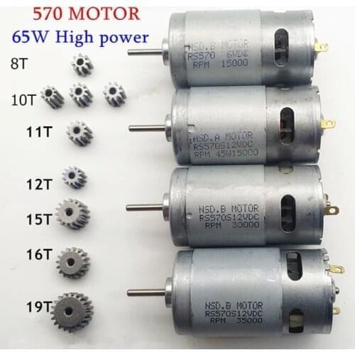 65W 6V 12V Baby Motorcycle Motor 570 High Power Drive DC Motors 6V 12 V Volt 15000rpm 30000rpm 35000rpm DIY Toys Car Engine