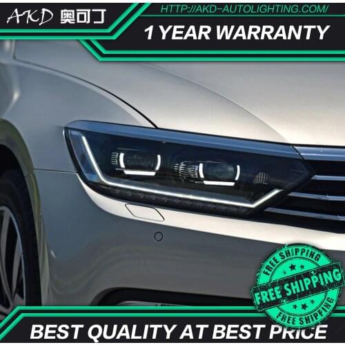 AKD tuning cars Headlight For VW Passat B8 Eur Verson Headlights LED DRL Running lights Bi-Xenon Beam Fog lights angel eyes Auto