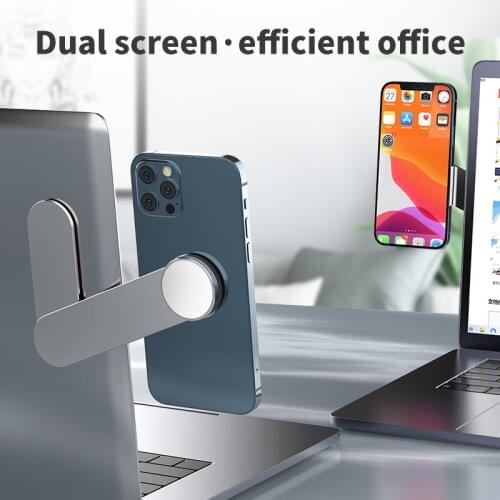 Aluminum Magnetic Laptop Extension Stand in Phone Holder Adjustable Slim Portable Foldable Side Mount Clip Stand