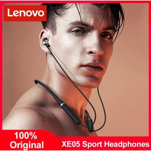 Original Lenovo XE05 Bluetooth Headphones Neckband Sports Magnetic Headphones With Mic Stereo Noise Cancelling Reduction Earbud