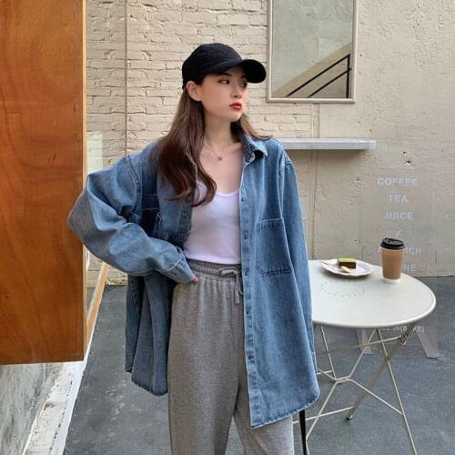 Blouse Women Denim Shirt Womens Autumn Long Sleeve Loose Large Size Womens Top Coat Blusas Ropa De Mujer