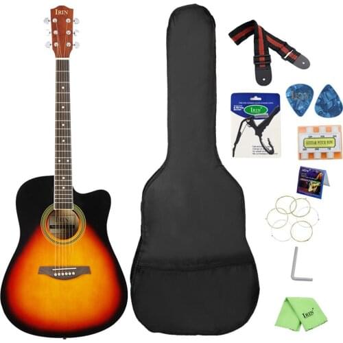 BassWood Guitar Cutaway Acoustic Guitar Wooden Fingerboard Include Bag Strap String Pick Six-hole Tuning Flute Capo Wrenc