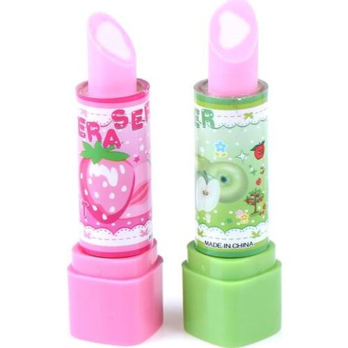 1PC Child Lipstick Shaped Eraser Student Stationery Xmas Gift Pencil Erasers