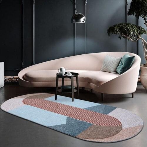 Long size oval shaped post-modern living room rug, Nordic style bedside runner rug ,decoration geometric office carpet