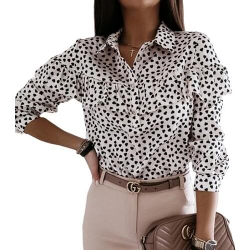 Elegant Polka Dot Shirt Womens Fashion Long-Sleeved High Neck Button Blouse 2020 Autumn New Ruffled Shirt Loose All-Match Shirts