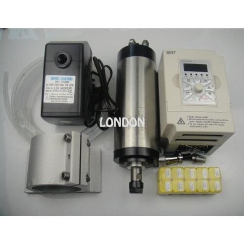 ER16 diameter 80mm 220V water cooling 1.5KW spindle with 4 pieces bearing for cncmachine+1.5KW VFD+water pump+support+ER16