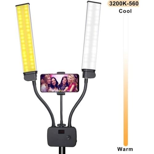 Photography Lighting Double Arms Fill LED Light Long Strips LED Light with LCD Screen for Photo Studio Live Broadcast