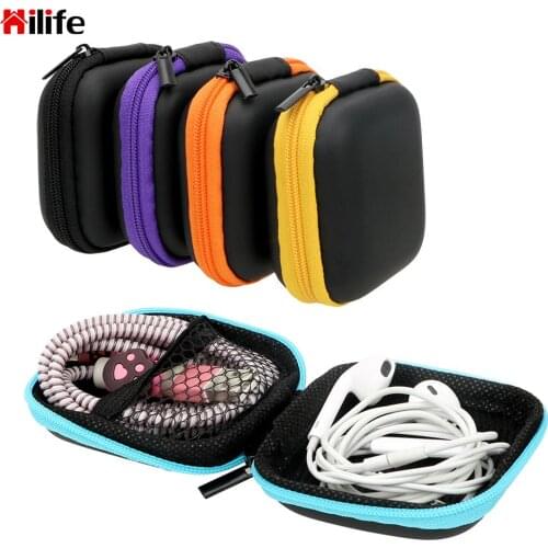 Earphone Storage Bag Mini Zipper Hard Headphone Case Headset Cover Protector USB Cable Organizer Portable Earbuds Pouch Box