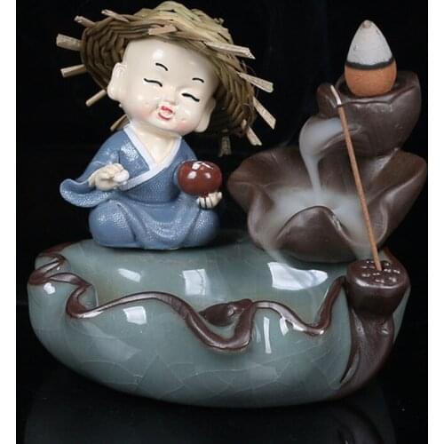 Geyao Lotus Backlfow Incense Burner Monk Aroma Stick Incense Holder Use In Tea House Creative Tea Pet Burner