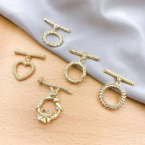 HAOSAW Choose 4Pcs/Lot OT Toggles/Multi Designs/Cooper Metal/DIY Making/Hand Made/Genuine Gold Plating Charm/Bracelet Findings