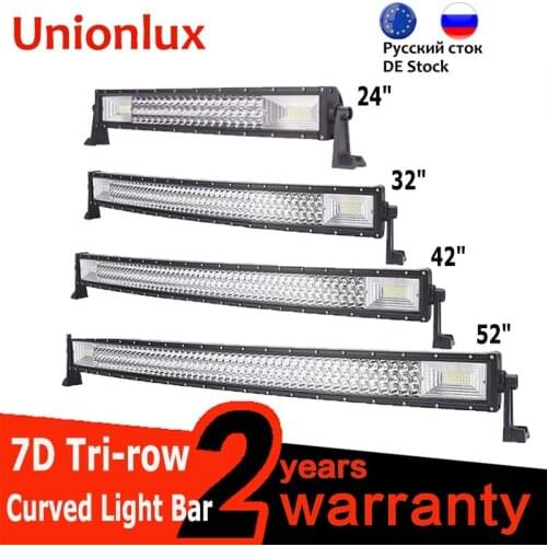 7D Curved 24/32/42/50/52" inch LED Work Light Bar Offroad Auto Truck Roof LED Bar Combo 4x4 SUV ATV Driving Lamp 12V 24V