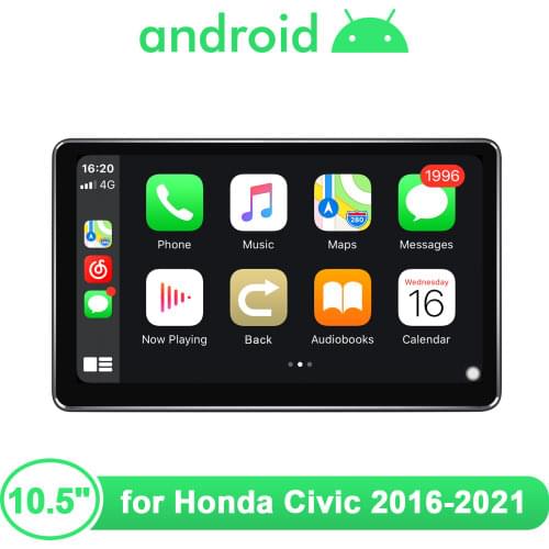 JOYING 10.5 Inch Car Stereo Radio Android 10.0 1280*720 Octa Core Support WiFi/Carplay/Android Auto For Honda Civic 2016-2017
