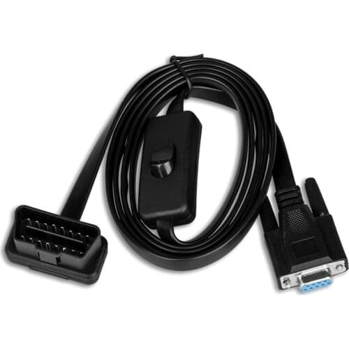 OBD 2 16 Pin to DB9 RS232 Serial Extension Right Angle with Switch OBD 2 Diagnostic Adapter Connector Cable
