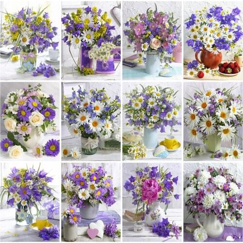 EverShine 5D Full Drill Square Diamond Embroidery Flower Diamond Painting Daisy Mosaic Rhinestones New Arrival DIY Wall Art
