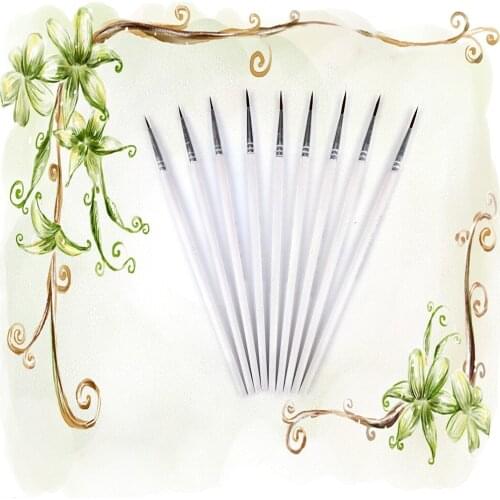 10Pcs/set White Fine Hand-painted Thin Hook Line Pen Drawing Art Pens Paint Brush
