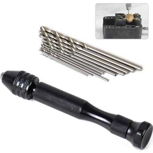 LETAOSK Mini Micro Aluminum Hand Keyless Drill Chuck +10 Twist Drill Bits Rotary Tools
