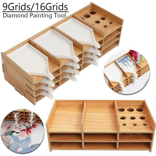 5D Diamond Painting Tool Accessories Tray Point Drill Pen Wood Organizer Holder Detachable Multi-Boat Tray Holder