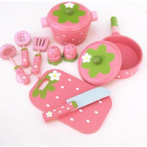 9pcs Simulation Pots Set Kitchen Toys For Kids Wooden Accessories Cookware Model Pretend Play Cooking Children Gift Girls Toy