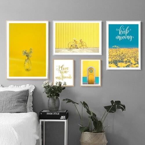 Yellow Style Scenery Posters Home Decor Picture Nordic Canvas Painting Wall Art Quote Letter Modern Decor Prints for Living Room