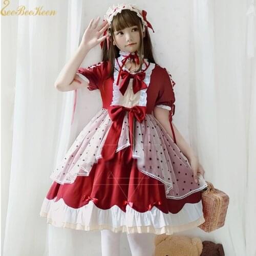 Lolita OP Dress For Girls Child Little Red Riding Hood Princess Dress Women Sweet Lolita Costume Adult Halloween Cosplay Costume