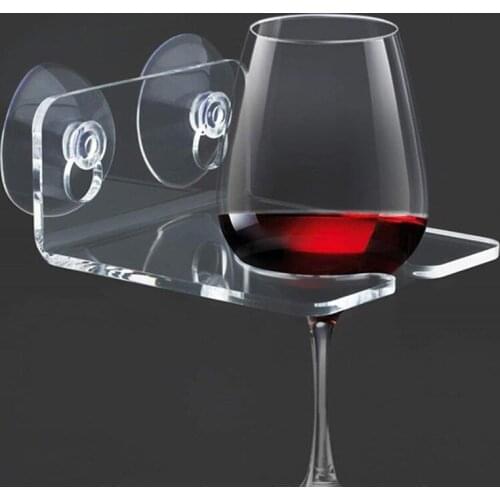 Portable Bathtub Wine Glass Holder Strong Suction Cup Clear Acrylic Shower Bath Bracket For Beer Drink Coffee
