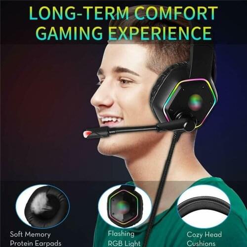Noise Reduction Wired Headphones RGB LED Lighting Gaming Headset For PS4 for XBOX One for Nintend Switch Game Accessories