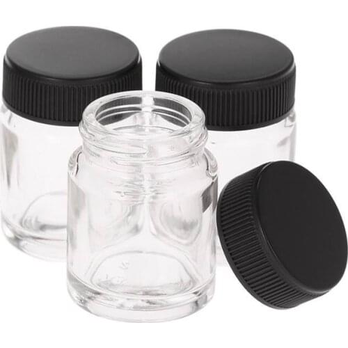 10PCS/SET Empty 22cc Glass Jar Bottles with Plastic Lids Replacement Jars Paint Storage Bottles Airbrush Lid Adaptor Assemblies