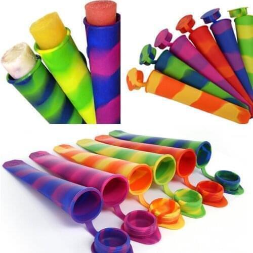 Silicone Ice Tube Mold With Lids Colorful Frozen Yogurt Popsicle Maker Tray Summer Drinking Kitchen Accessories
