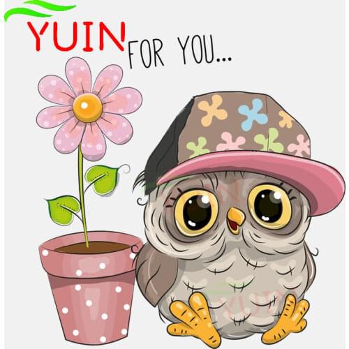 Owl and Potted Flowers for You Cartoons Animal Car Sticker Fashion Accessories Decoration Waterproof High Quality Decal 17*17cm