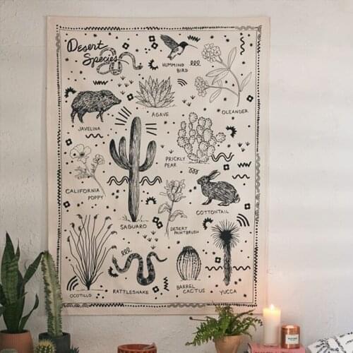 Desert Soorten Referentie Grafiek Tapijt Muur Opknoping Botanische Bloemen Tapijt Diagram Illustratie Wanddecoratie Kawaii Decor