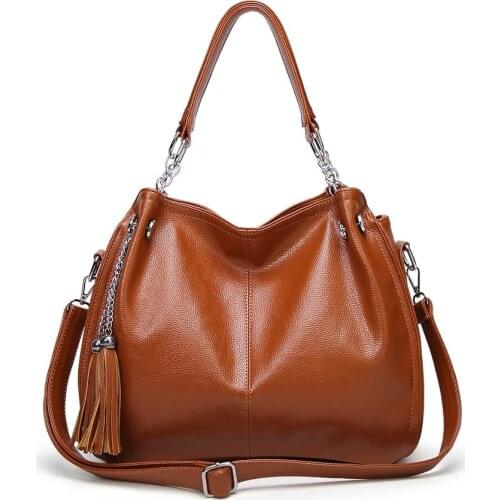 Women Soft Leather Bag Large Capacity Tote Bag Tassel Shoulder Bags Fashion Handbag Composite Women Bags Travel Totes