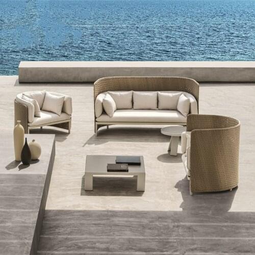 Outdoor rattan sofa garden soft furnishing furniture rattan homestay outdoor open-air rattan sofa leisure rattan chair