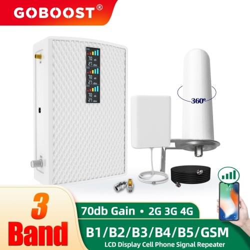 GOBOOST 3G 4G Cellular Amplifier UMTS Signal Booster LTE Tri Band 850 900 1800 2100 1900 1700 Mhz Network Repeater Phone Antenna