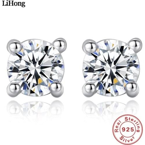 925 Sterling Silver Stud Earrings 5*5MM Austria Zircon Woman Four Claw Earrings Fine Jewelry