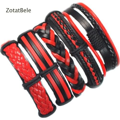 ZotatBele 5Pcs Leather Bracelets & Bangles Men Jewelry Fashion Multilayer Bracelets for Women Birthday Gift Cuff Bracelet X21