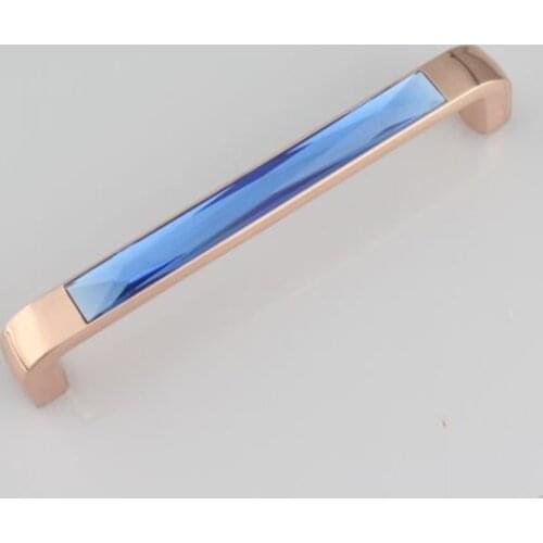 128mm Fashion Luxury K9 Crystal handle,Brown Blue Crystal Rose Gold zinc alloy cabinet dresser pulls TV table furniture knobs 5"