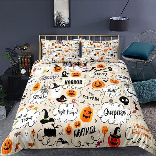 2021 Cartoon Bedding Set Halloween Funny Face Printing Duvet Cover Bed Set Pillowcase Twin Full Queen King Size Home Textile