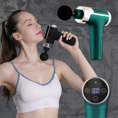 30 Gears USB Mini Therapy Massage Gun Full Body Massager Pain Sport Massage Machine Relax Body Slimming Relief With 4 Heads