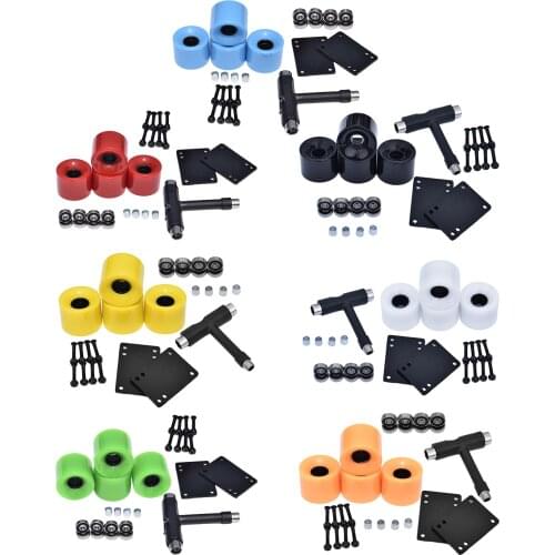 4Pcs Longboard Skateboard Wheels 60mm 78A Roller with Bearings Gasket Parts